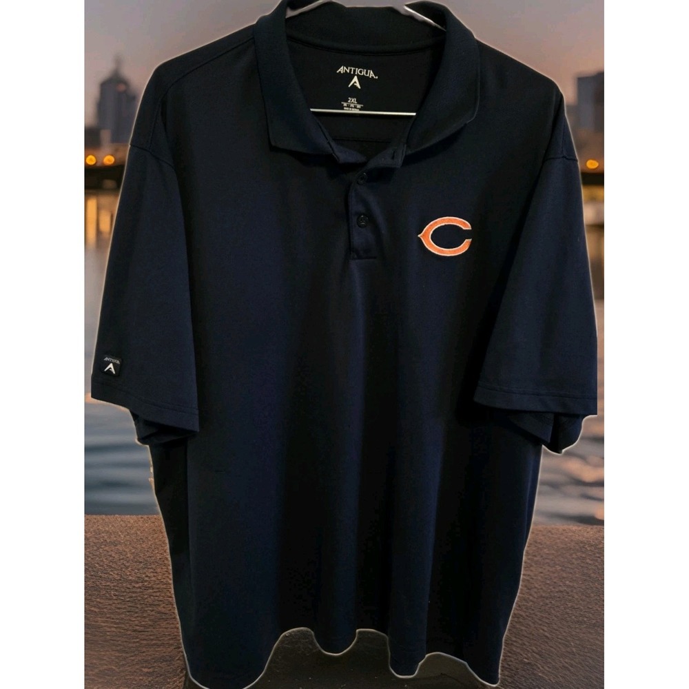 Chicago Bears Antigua Polo Shirt 2XL Navy Blue Embroidered NFL Performance